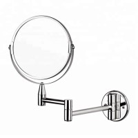 BX Group metal chrome finish 2X magnify extending cosmetic wall mirror with round base