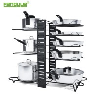 2019 hot sale kitchen organizer pan rack holder with double sided rack storage holder