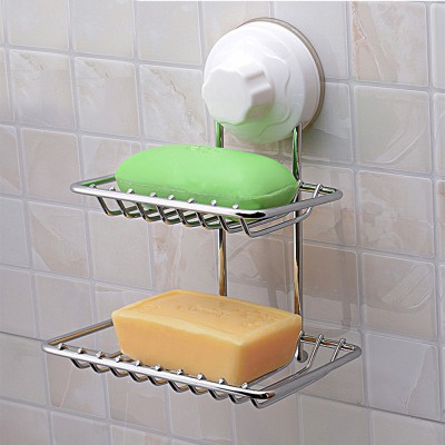 Chroming Steel Eco-friendly Bathroom Soap Dish Drain Plate Holder Tray Store Case