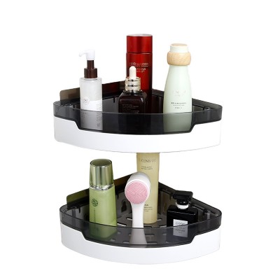 Good quality Home Bathroom kitchen plastic space saving corner storage rack punch free wall shelf shampoo organizer