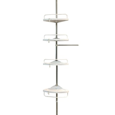 Factory best selling adjustable telescopic  4 tier bathroom shelves plastic corner shower caddy