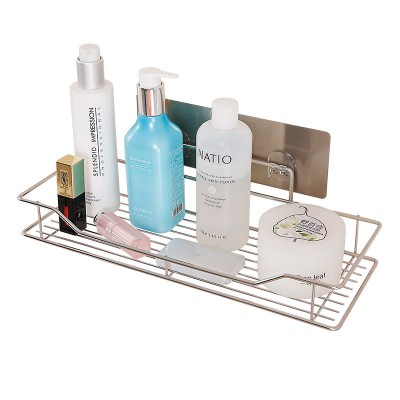 Bathroom kitchen wall mounted stainless steel metal storage rack with towel bar sundries  wall organizer